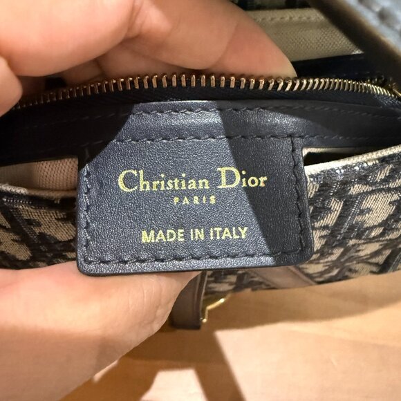 Christian Dior Oblique Saddle Bag Blue Medium w/ Dust Bag - Picture 12 of 13